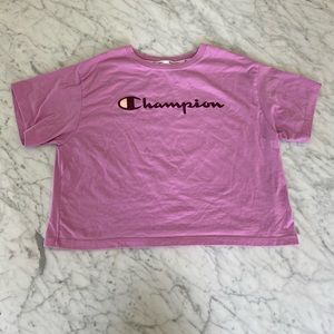 Pink Champion Crop Top Shirt Size Women’s Large Soft Broken In